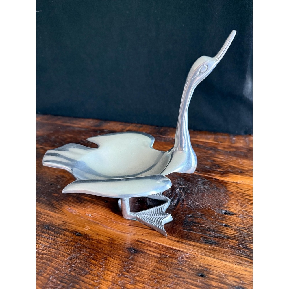 Vintage Aluminum Goose or Swan Bowl - Bird Decor Decorative Bowl or Centerpiece